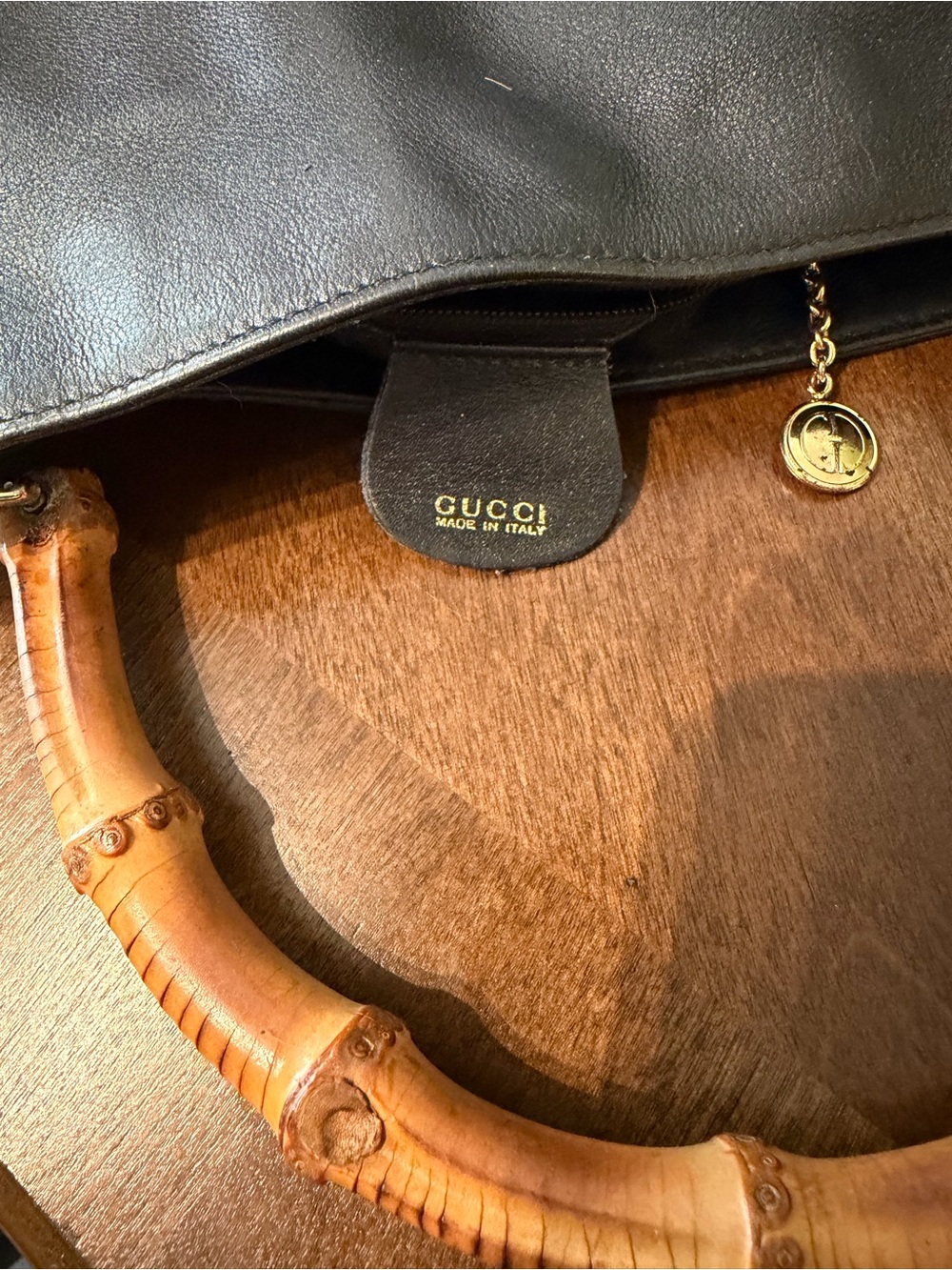 Authentic Gucci Classic Black Leather Hobo Bag with Bamboo Handle - Picture 7 of 8